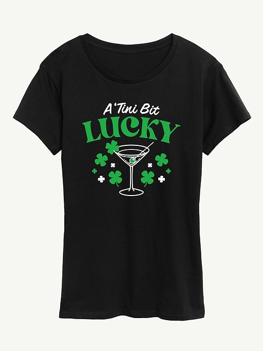 Image number 1 showing, A Tini Bit Lucky Short Sleeve Classic Fit Graphic T-Shirt
