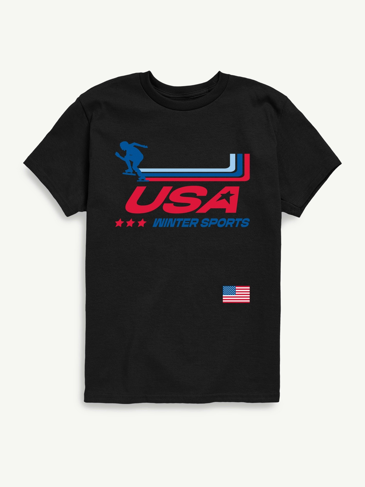 USA Winter Sports Short Sleeve Graphic T-Shirt For Kids