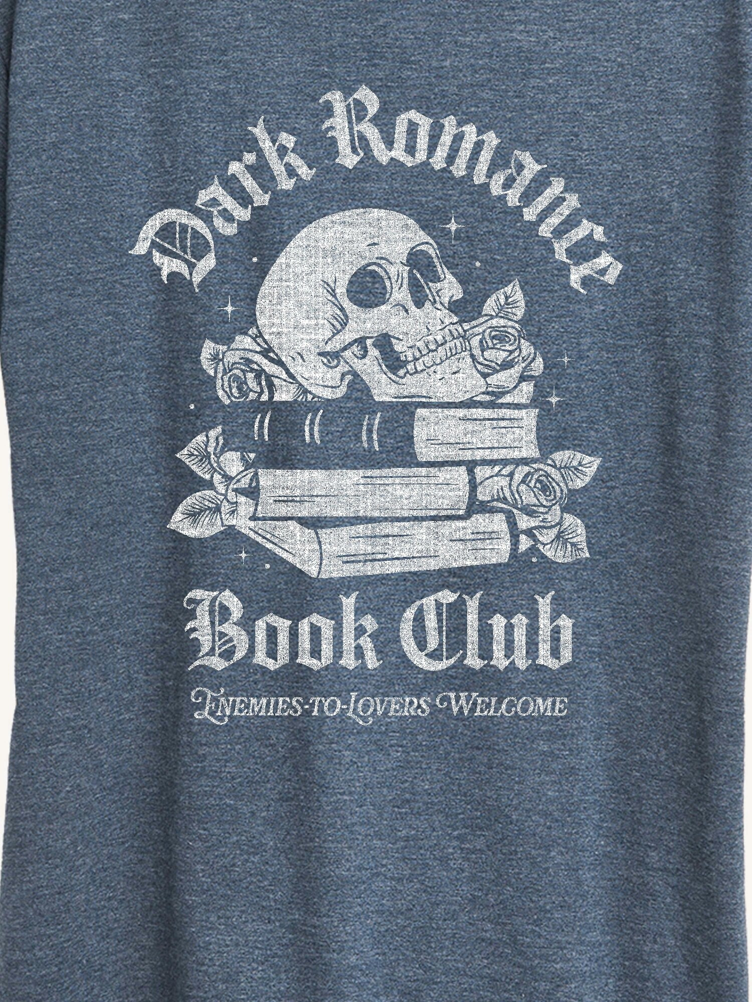 Женская футболка Old Navy Dark Romance Book Club Short Sleeve Classic Fit Graphic, цвет: Меланжевый синий — фото 2