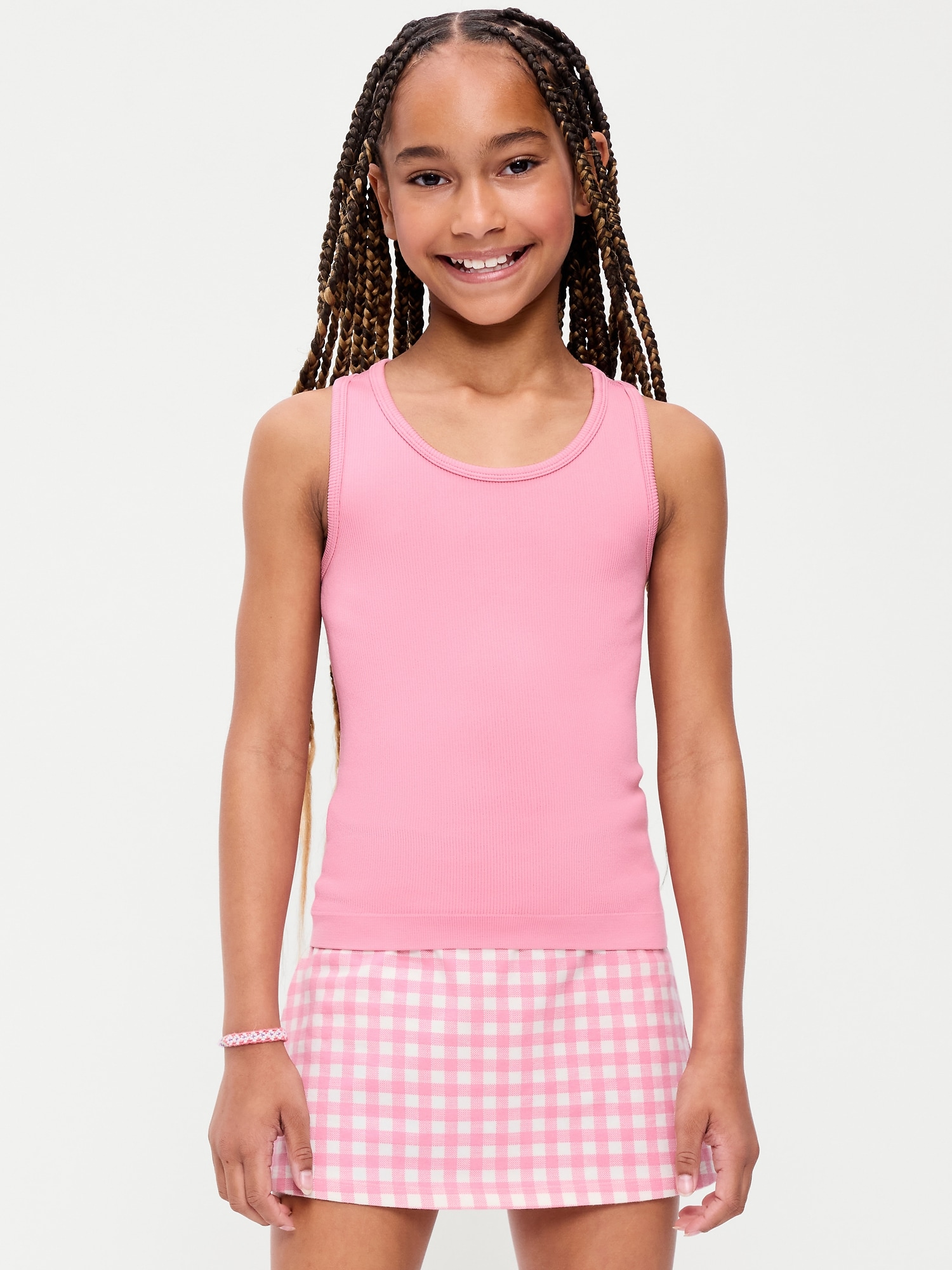 Fitted Seamless Ribbed Racerback Performance Top for Girls