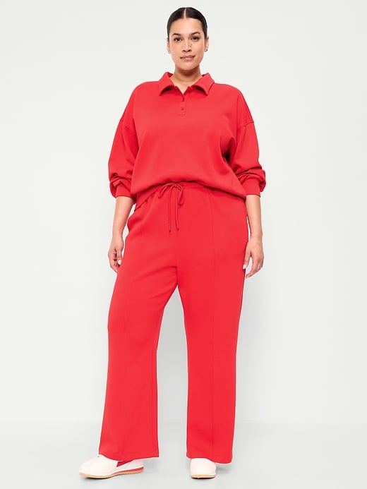 Image number 7 showing, Mid-Rise Dynamic Fleece Textured Wide-Leg Sweatpants