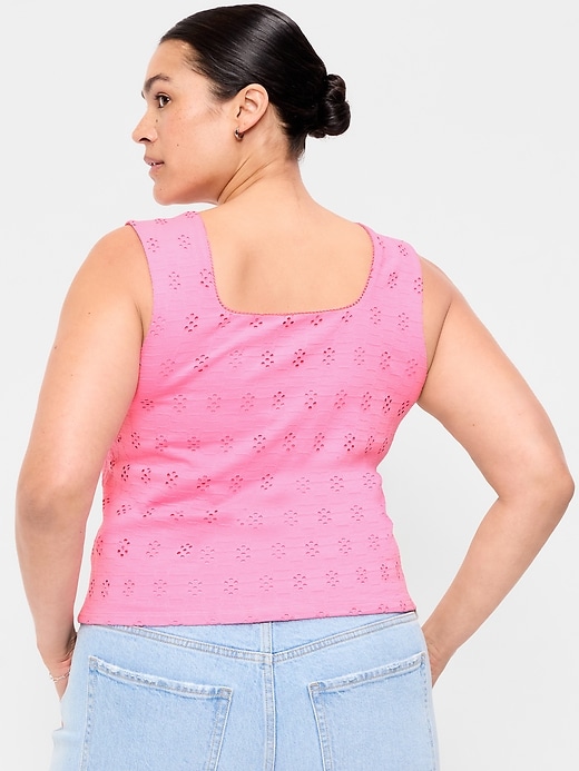 Image number 9 showing, Seamed-Bodice Eyelet Tank Top