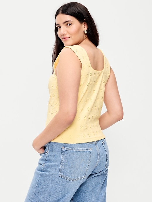 Image number 5 showing, Seamed-Bodice Eyelet Tank Top