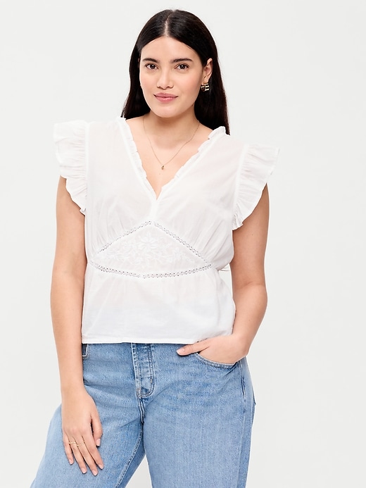 Image number 4 showing, Flutter-Sleeve Emboirdered Top