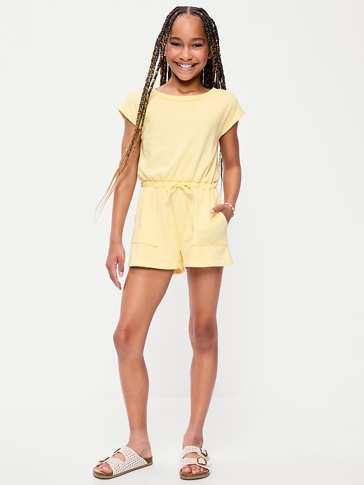 Short-Sleeve French Terry Utility Romper for Girls