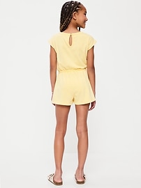 Image number 2 showing, Short-Sleeve French Terry Utility Romper for Girls