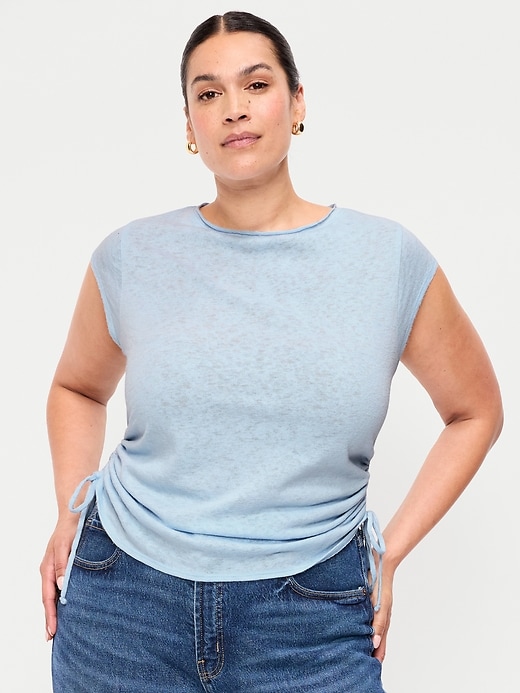 Image number 8 showing, Cap-Sleeve Shirred Side Top