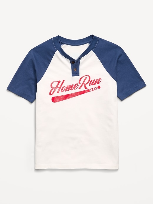 Image number 1 showing, Softest Short-Sleeve Graphic Henley T-Shirt for Boys