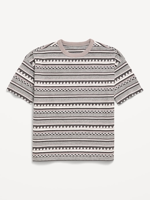 Image number 1 showing, Oversized Short-Sleeve Textured Striped T-Shirt for Boys