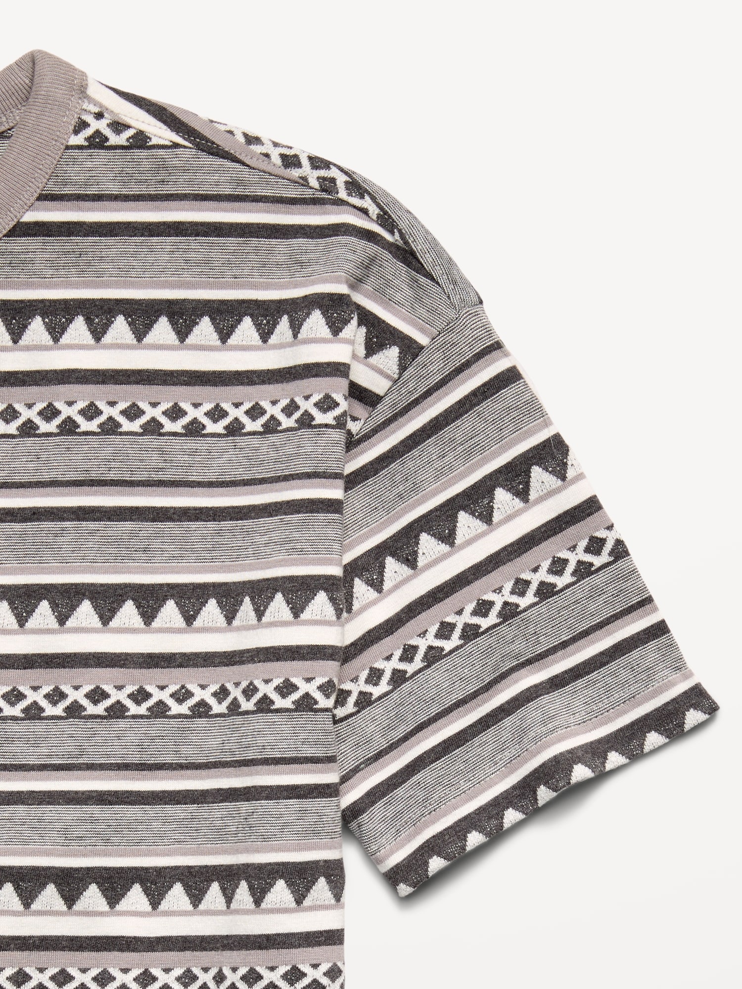 Oversized Short-Sleeve Textured Striped T-Shirt for Boys