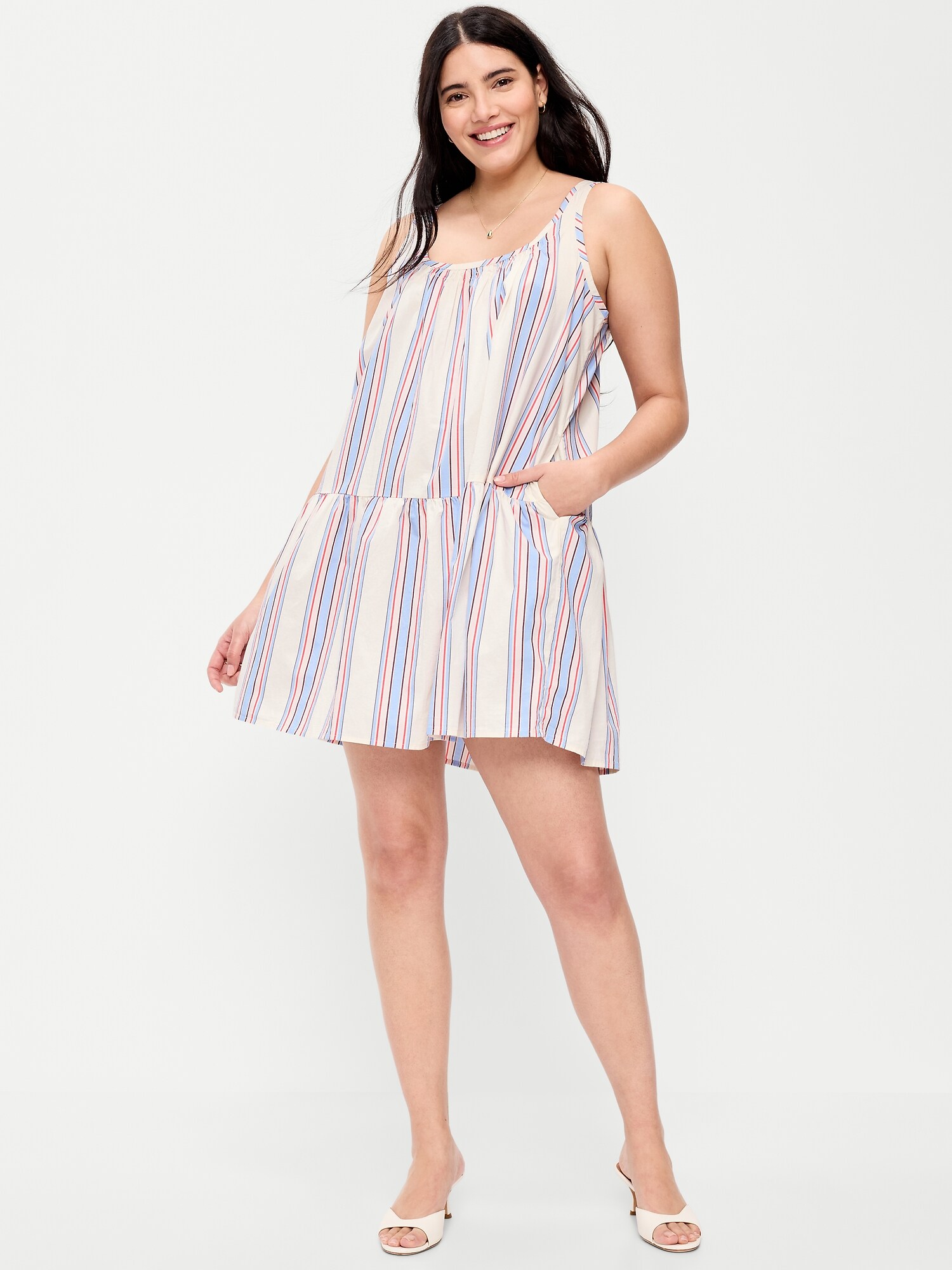 Женское платье Old Navy Drop-Waist Swing Mini, цвет: Синий полосатый — фото 6