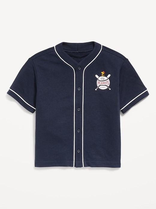 Image number 1 showing, Peanuts™ French Terry Baseball Shirt for Boys