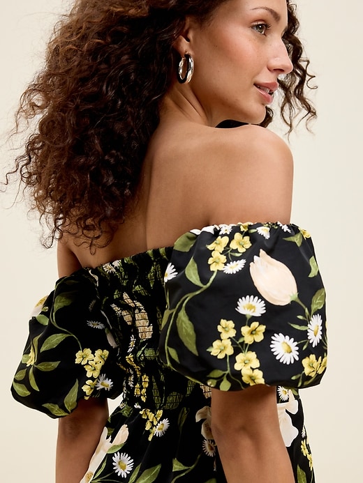 Image number 5 showing, The Occasion by Old Navy Fit & Flare Puff-Sleeve Taffeta Mini Dress