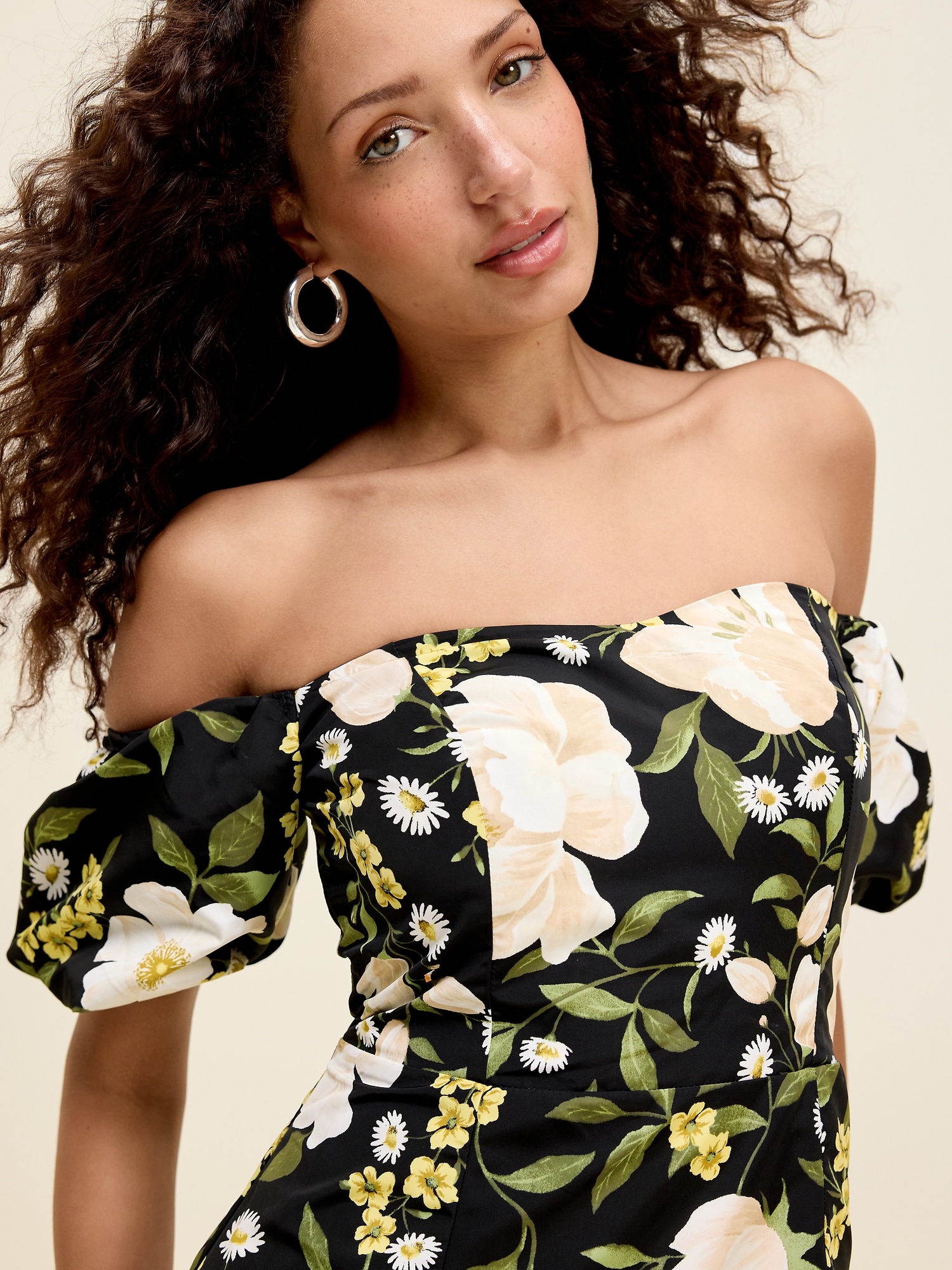 The Occasion by Old Navy Fit & Flare Puff-Sleeve Taffeta Mini Dress