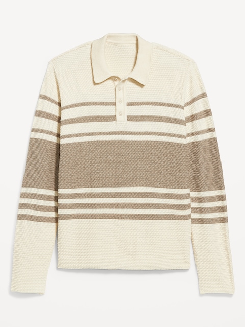 Long-Sleeve Collar Polo Sweater