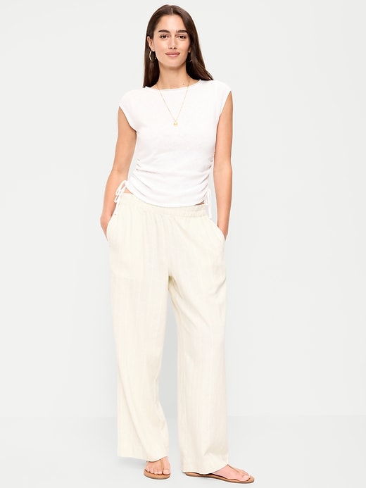 High-Waisted Linen-Blend Super Wide-Leg Pants