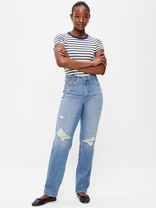 Image number 1 showing, Curvy High-Waisted OG Loose Straight-Leg Jeans