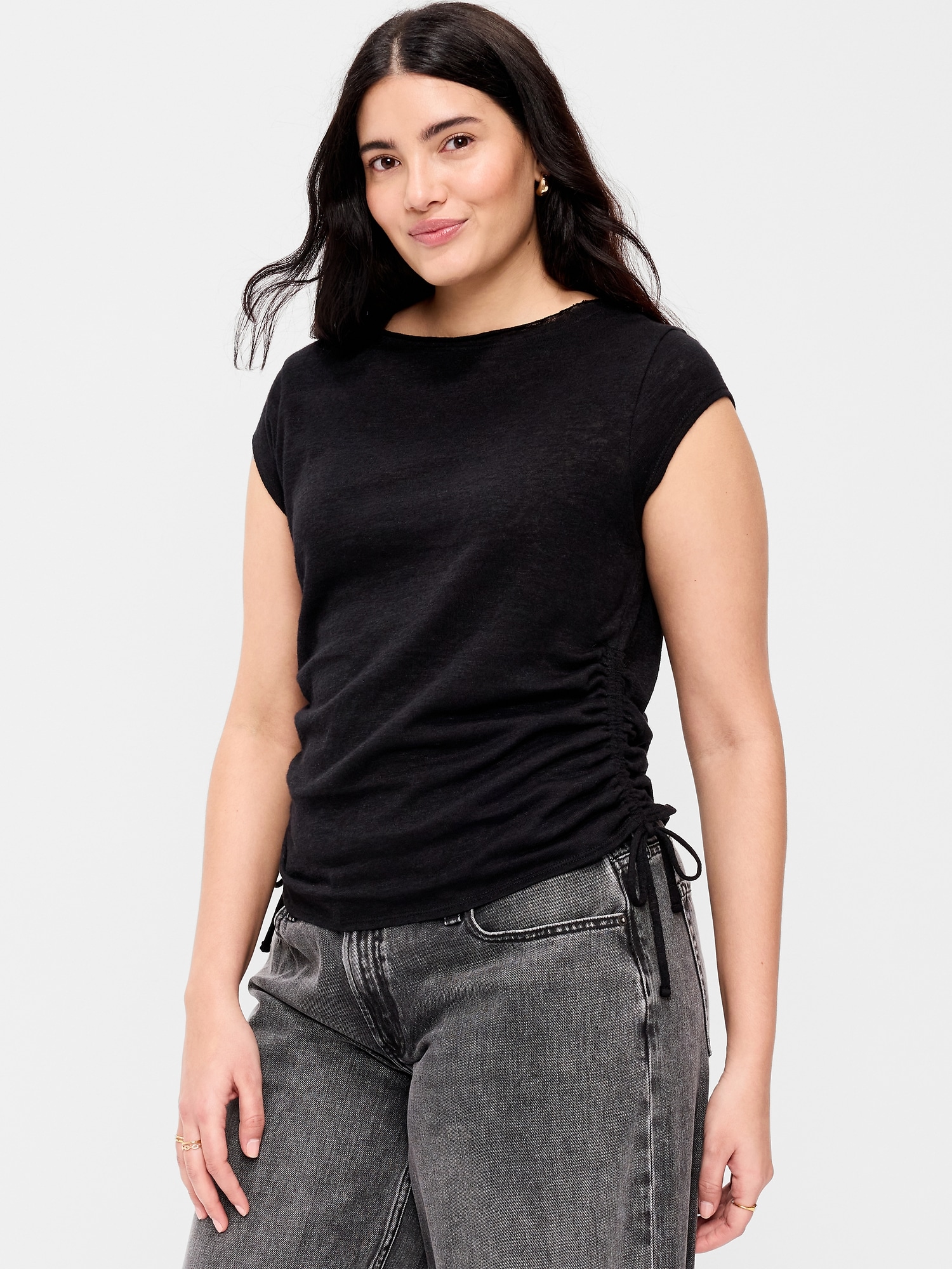 Image number 6 showing, Cap-Sleeve Shirred Side Top