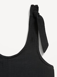 Image number 4 showing, Sleeveless Tie-Strap Double-Weave Romper for Girls