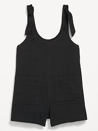 Image number 3 showing, Sleeveless Tie-Strap Double-Weave Romper for Girls