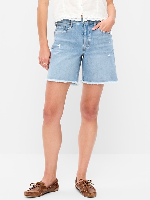 Image number 2 showing, High-Waisted OG Jean Cut-Off Shorts -- 7-inch inseam