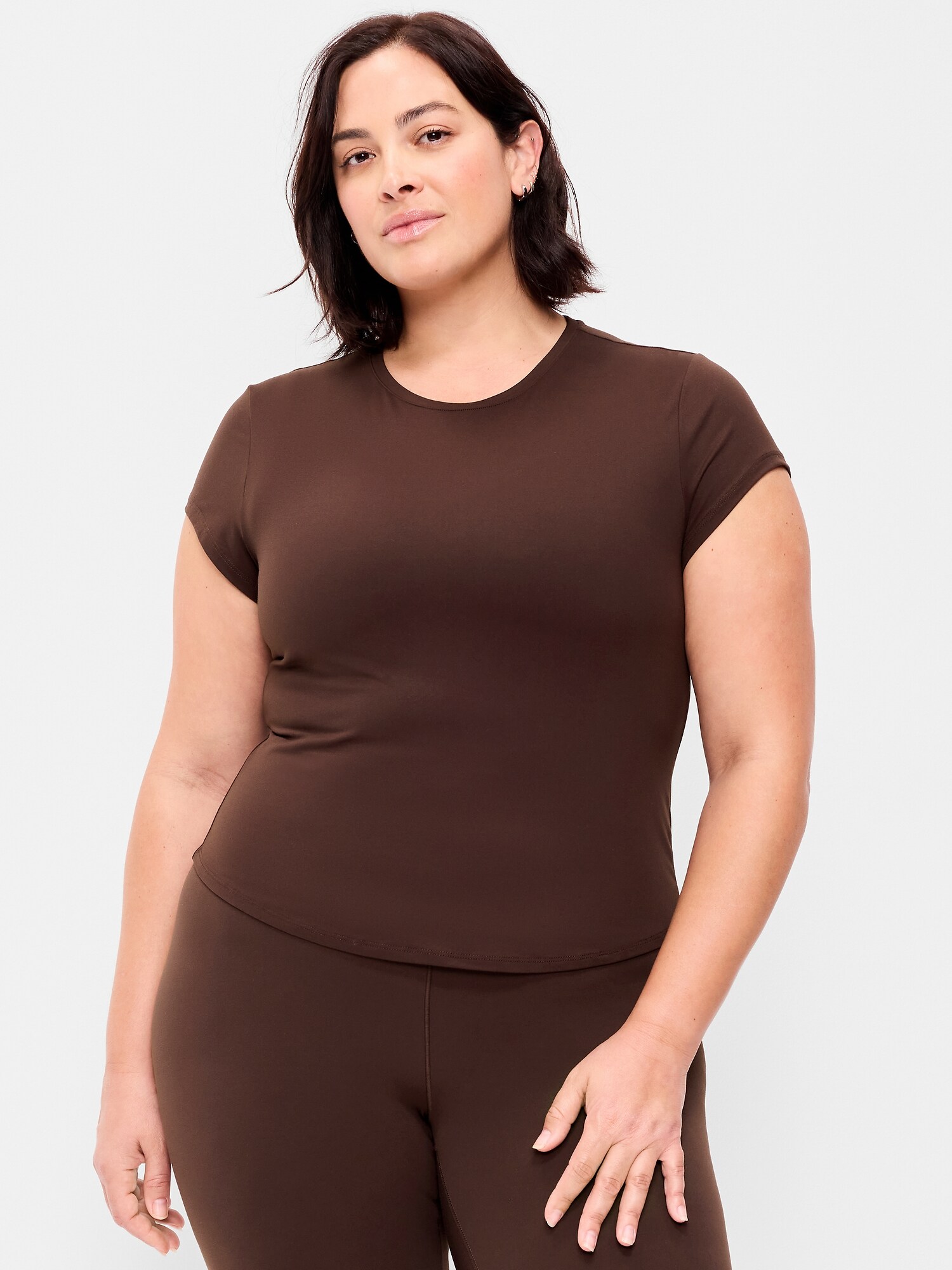 Женский базовый топ Old Navy StudioSmooth с коротким рукавом, цвет: Чёрный кофейный — фото 6