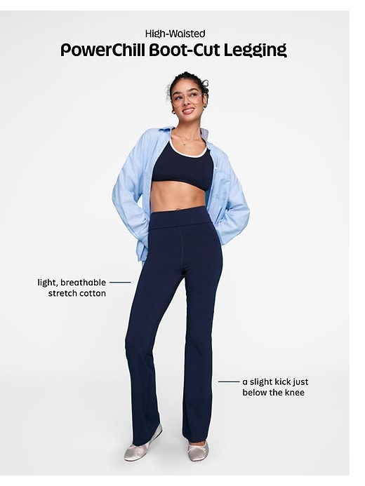 Image number 5 showing, High-Waisted PowerChill Fold-Over Bootcut Leggings