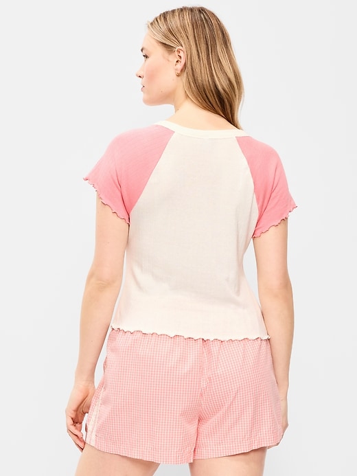 Image number 7 showing, Short-Sleeve Pointelle Sleep Top