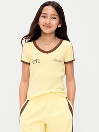 Image number 1 showing, Fitted Short-Sleeve Graphic T-Shirt for Girls