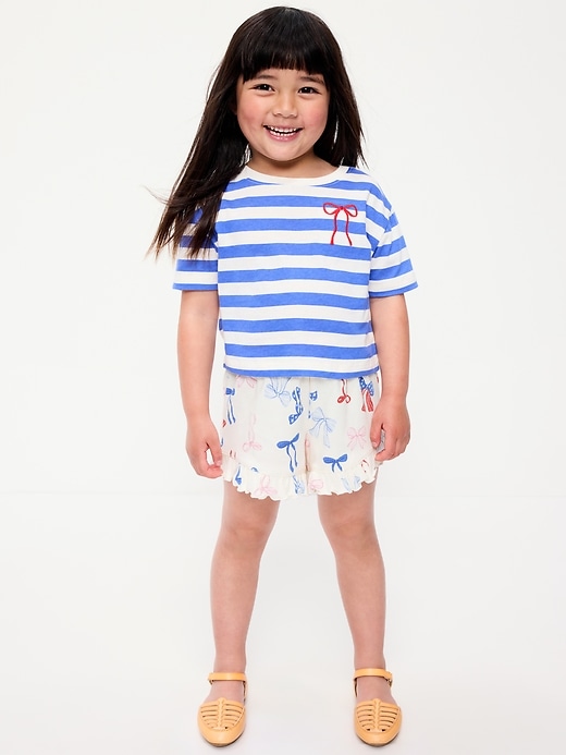 Image number 1 showing, Ribbed Ruffled Shorts for Toddler Girls