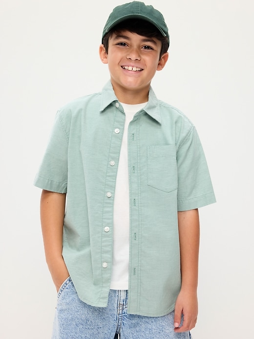 Image number 1 showing, Short-Sleeve Pocket Oxford Shirt for Boys