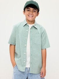 Image number 1 showing, Short-Sleeve Pocket Oxford Shirt for Boys