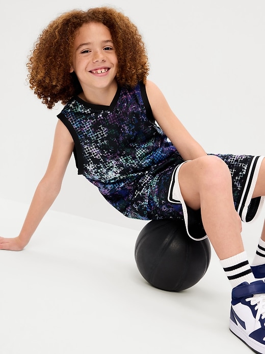 Image number 1 showing, Knee Length Mesh Basketball Shorts for Boys