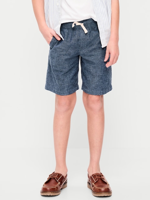 Knee Length Linen-Blend Dock Shorts for Boys