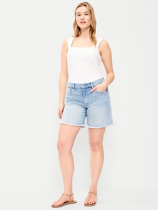 Image number 5 showing, High-Waisted OG Jean Cut-Off Shorts -- 7-inch inseam