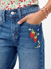 Image number 3 showing, High-Waisted Baggy Embroidered Wide-Leg Jeans for Girls