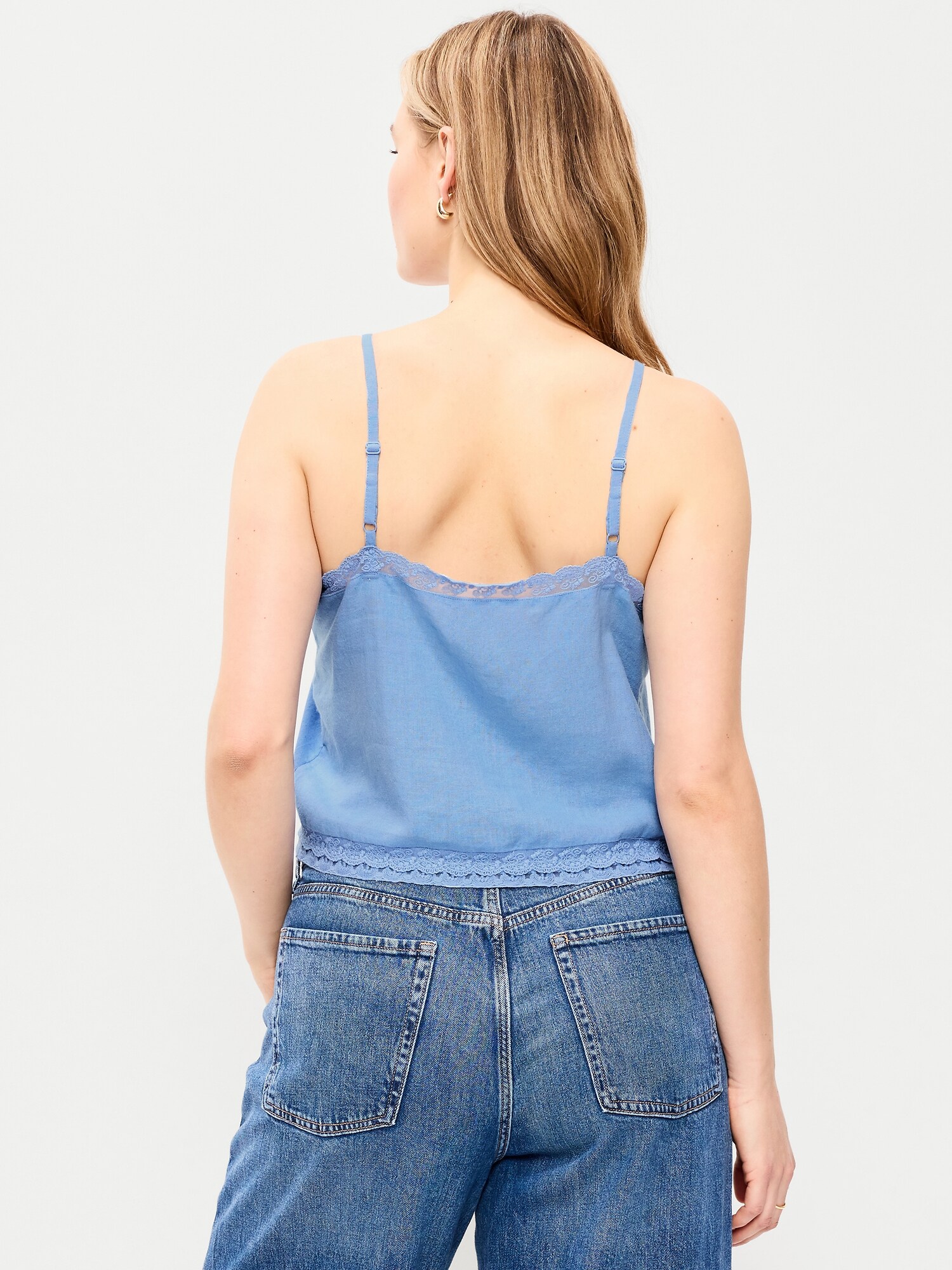 Женский топ Old Navy Lace-Trim Linen-Blend Cami Tank Top, цвет: Flax Flower — фото 6