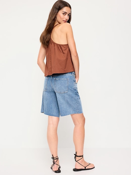 Image number 3 showing, Mid-Rise Baggy Jean Cut-Off Shorts -- 9-inch inseam
