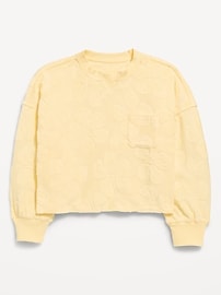 Image number 1 showing, Boxy Long-Sleeve Textured Pocket T-Shirt for Girls