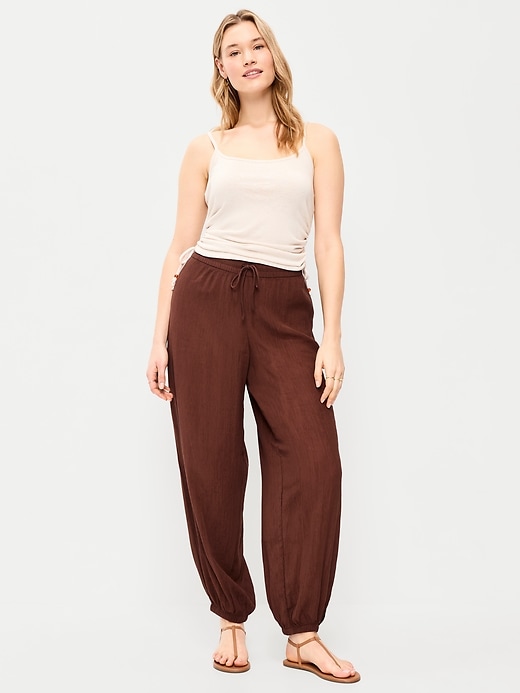 Image number 6 showing, High-Waisted Crinkle Chiffon Harem Pants