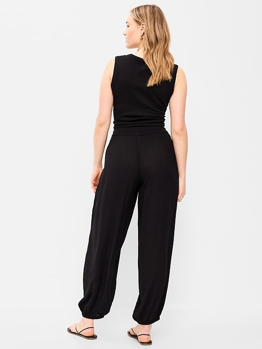 Image number 6 showing, High-Waisted Crinkle Chiffon Harem Pants