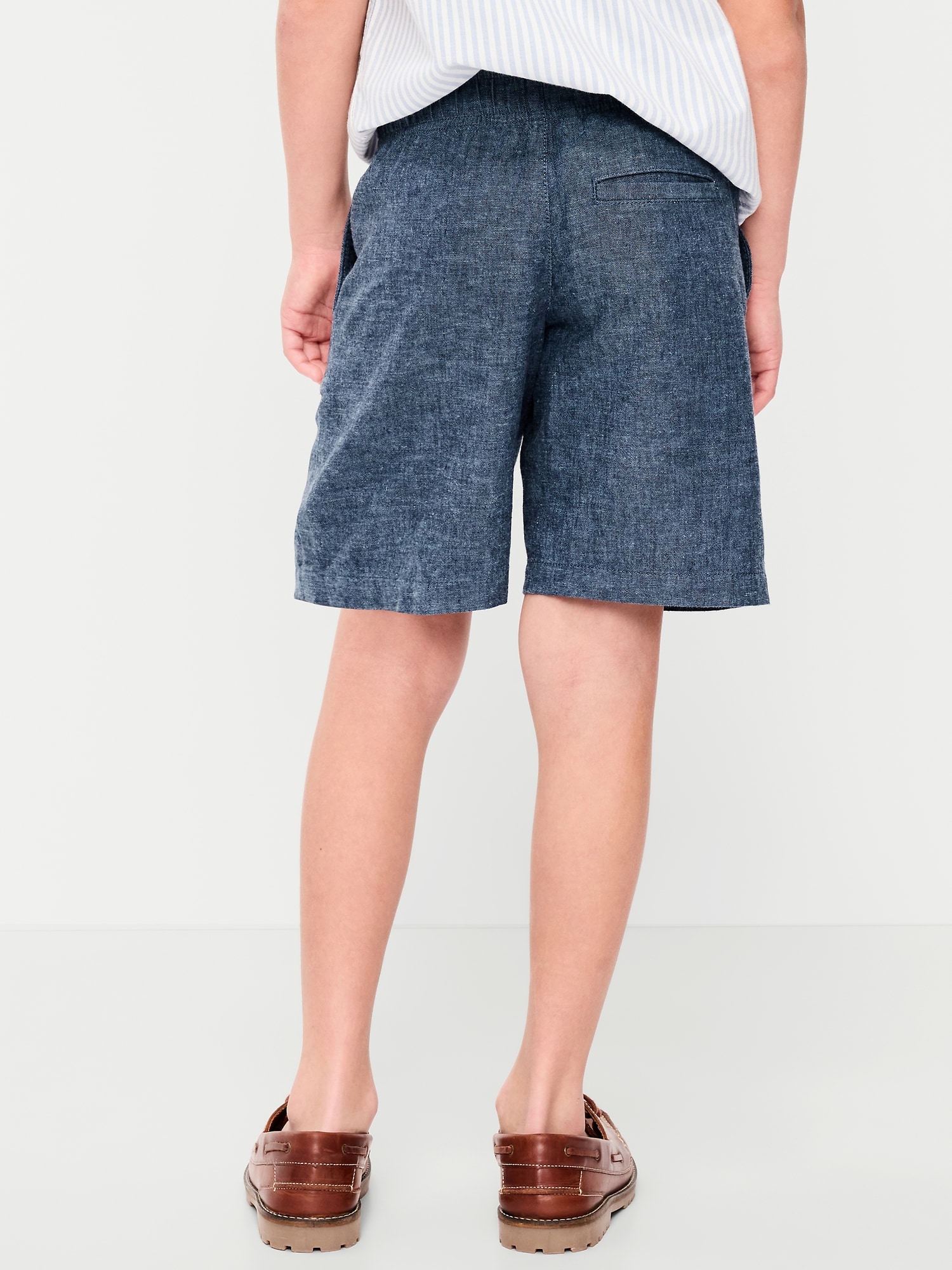 Knee Length Linen-Blend Dock Shorts for Boys