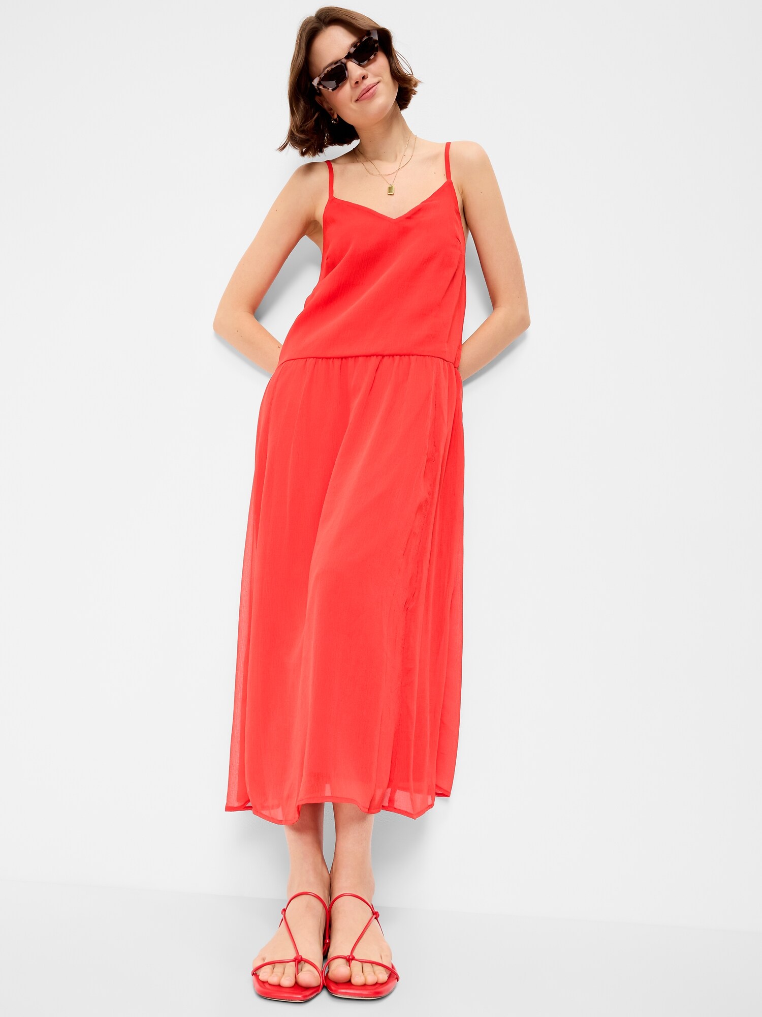Женское платье Old Navy Chiffon Drop-Waist Maxi, цвет: Оранжевый — фото 3