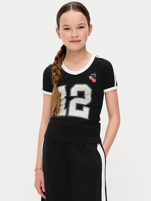 Fitted Short-Sleeve Graphic T-Shirt for Girls