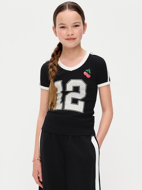 Fitted Short-Sleeve Graphic T-Shirt for Girls