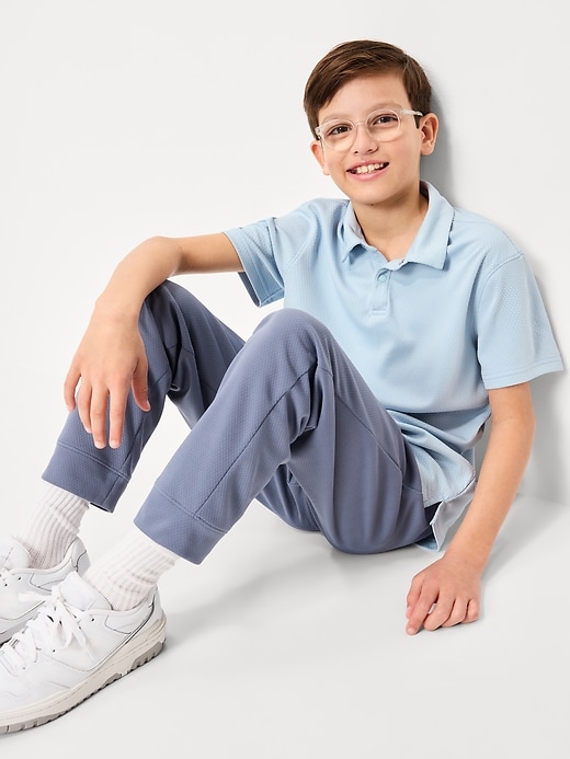 Image number 1 showing, Short-Sleeve Textured Mesh Polo Shirt for Boys