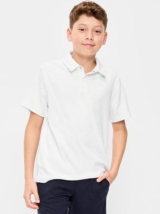 Image number 3 showing, Short-Sleeve Textured Mesh Polo Shirt for Boys