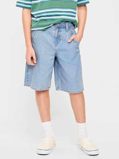 Below Knee Super Baggy Utility Jean Shorts for Boys