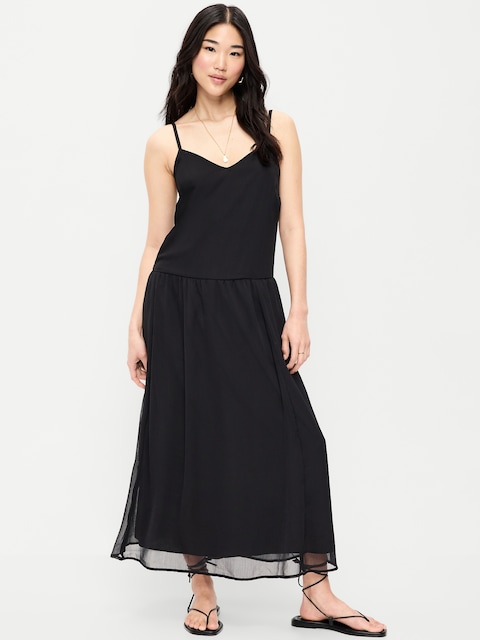 Chiffon Drop-Waist Maxi Dress