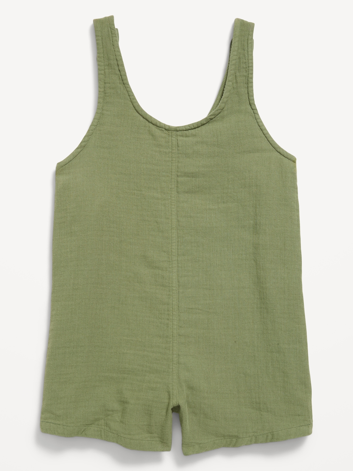 Sleeveless Tie-Strap Double-Weave Romper for Girls